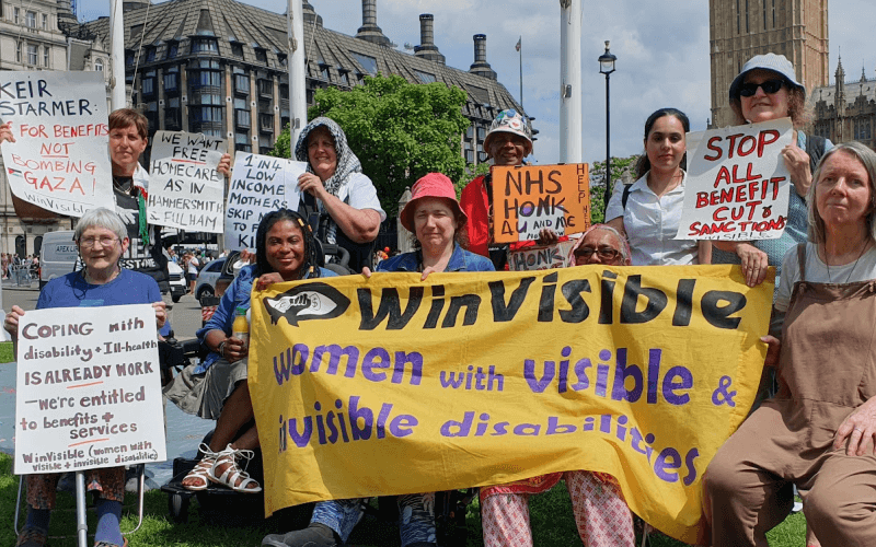 image of protestors disabled in London